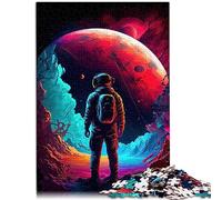 Puzzle 1000 pièces Astronaute néon dans l'espace Puzzles en Carton Jouets de Divertissement Familial 26x38cm