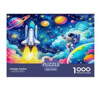 Puzzle 1000 pièces Astronaute pour Adultes et Enfants | Astronaute Lancement fusée planètes coloré aventureux Jeu Familial Amusant et Difficile éducatif 70x50cm
