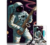 Puzzle 1000 pièces Astronaute Saxophone Puzzle 1000 pièces pour Adultes et Adolescents à partir de 14 Ans Jeu Impossible Meilleur Cadeau pour Adultes et Adolescents (50x75cm)