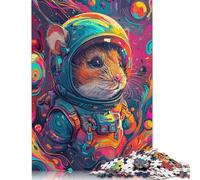 Puzzle 1000 pièces Astronaute Space Hamster pour Adultes et Adolescents Puzzle en Papier Cadeaux de Noël 1000 pièces (38 x 26 cm)