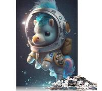 Puzzle 1000 Pièces Astronaute Space Poney Cheval pour Adultes et Adolescents Puzzle en Papier Jeu Éducatif Défi Jouet Cadeau d'anniversaire (38x26cm)