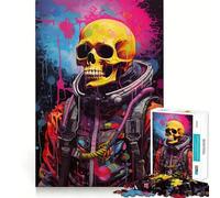Puzzle 1000 pièces Astronaute Squelette pour Adolescents Jeu Intelligent Passe-Temps à la Maison Découpe Précise Cadeau Attentionné 38x26cm