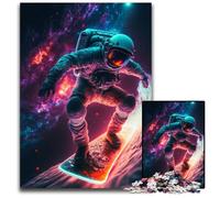 Puzzle 1000 pièces Astronaute sur Skateboard pour Adultes, Puzzle en Bois, décoration DIY, défi cérébral, pour Adultes, Famille, Cadeau de Vacances, 50x75cm