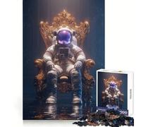 Puzzle 1000 pièces Astronaute sur trône doré pour Adolescents Activité de réflexion et de détente Bords de qualité supérieure Cadeau de Noël Chic (38x52cm)