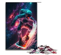 Puzzle 1000 pièces Astronaute sur Un Skateboard pour Adultes Puzzle en Bois Jeux familiaux 75x50cm