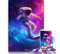 Puzzle 1000 pièces Astronaute Surfant dans l'espace Puzzles 1000 pièces pour Adultes Cadeaux Jouet éducatif intellectuel décompressant Superbes Cadeaux et Jouets (38x26cm)