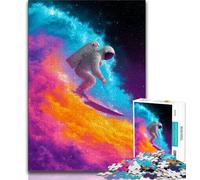 Puzzle 1000 pièces Astronaute Surfant pour Adultes et Adolescents, Jeux d'activités familiales stimulants, Jouet à Faire soi-même pour décoration Murale de la Maison (38x26cm)