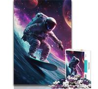 Puzzle 1000 pièces Astronaute Surfant pour Adultes et Adolescents, Jouets éducatifs et éducatifs, Jeux familiaux avec Affiche et fiche de Questions-réponses (38x26cm)