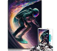Puzzle 1000 pièces Astronaute Surfeur de Vagues Puzzles 1000 pièces pour Adultes Cadeaux Jouet éducatif intellectuel décompressant Superbes Cadeaux et Jouets (50x75cm)