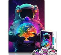 Puzzle 1000 pièces Astronaute Tenant la Terre pour Adultes et Adolescents, Aide Le Cerveau à exercer des Jouets addictifs pour cultiver la Patience, Excellent Cadeau (38x26cm)