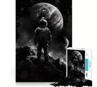 Puzzle 1000 pièces Astronaute Terre Lune Décoration Murale de Noël (38x26cm)