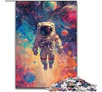 Puzzle 1000 pièces Astronautes colorés dans l'espace en Bois, activité Amusante à Faire à la Maison 50x75cm Jeu de réflexion pour Adolescents, Cadeau de Vacances idéal