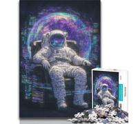 Puzzle 1000 pièces Astronautes dans l'espace, Difficile à compléter mais Amusant et Humoristique avec Affiche et fiche de Questions-réponses Assorties 38x26cm