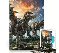 Puzzle 1000 pièces Astronautes Parmi Les Dinosaures Décoration Clean Fit Jeu de réflexion Cadeau Calme Cadeau d'anniversaire Artistique (38x52cm)