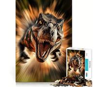 Puzzle 1000 pièces « Attaque de T-Rex en colère » Jeu Amusant et Technique de découpe Laser avancée Jouet d'intérieur divertissant pour Les fêtes (50x75cm)