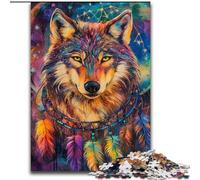 Puzzle 1000 pièces Attrape-rêves Loup, Un Casse-tête Stimulant pour Les Adolescents, idéal pour la décoration intérieure ou comme Cadeau (Taille 50x75cm)
