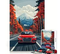 Puzzle 1000 pièces Audi Rouge sur Route de Montagne pour Adultes Think Smart Toy Family Joy Découpe précise Pièce d'art (50x75cm)