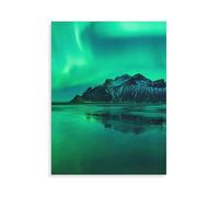 Puzzle 1000 pièces，Auroras Polaires impressionnantes au-Dessus des Montagnes et de la mer de Glace, Nord-Norvège, Scandinavie，Jeu de Famille Amusant pour Enfants adult-AP95