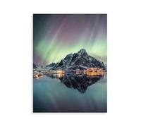 Puzzle 1000 Pièces，Aurores boréales dans Le Ciel Nocturne au-Dessus des Villages de pêcheurs des Lofoten, Norvège，Créatif Mots Croisés Jeu Moderne Accueil Décoration Cadeau Unique-AP100