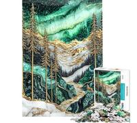 Puzzle 1000 pièces Aurores boréales Nuits dorées Puzzle pour Adolescents Améliore la mémoire Défi éducatif Cadeau pour Amis et Famille (Dimensions : 38x26cm)