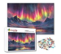 Puzzle 1000 Pièces Aurores Boréales, Puzzle Couleur 75 x 50 cm, Adulte Bricolage Jouet en Bois, Jeu D'Intelligence Familiales Exigeantes avec Emballage de Boîte Exquis, Décoration Murale Cadeaux O-7
