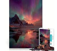 Puzzle 1000 pièces Aurores boréales sur Les îles Lofoten Jeu de précision,de développement cognitif et de Relaxation Idée de Jeu Artistique pour Un Anniversaire (38x52cm)