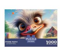 Puzzle 1000 pièces Autruche Ballons Portrait Oiseau Peluche Mignon, Jeu Difficile Homme Femme, Idée Cadeau Décoration 38x26cm