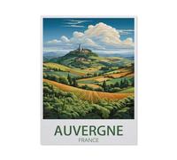 Puzzle 1000 Pièces，Auvergne France, Affiche de Voyage Vintage，pour Adultes Adolescents Scies Sauteuses 1000 Pièces Idéal pour La Relaxation Méditation Passe-Temps Cadeau d'anniversaire（38x26cm）-AN38