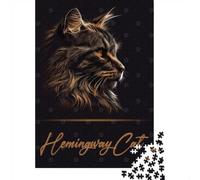 Puzzle 1000 Pièces avec Adorable Hemingway Cat, 52x38cm/1000pcs