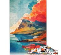 Puzzle 1000 pièces avec Affiche Artistique de l'île de Skye, pour Adultes et Jeux éducatifs en Bois pour Enfants (75 x 50 cm).