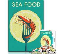 Puzzle 1000 pièces avec Affiche de Fruits de mer et église pour Adultes et Adolescents, Jeu de Quiz, décoration Murale, Cadeaux Uniques pour Anniversaire et Noël, 50x75cm