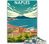 Puzzle 1000 pièces avec Affiche de Voyage à Naples, Italie, pour Adultes et Adolescents Jouet éducatif Anti-Stress, idéal comme Cadeau pour Toute la Famille (1000 pièces, 50x75cm)
