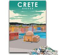 Puzzle 1000 pièces avec Affiche de Voyage en Crète, Grèce, pour Adolescents, Jeu Familial Anti-Stress, défi Difficile, Superbes Cadeaux et Jouets, 1000 pièces (26x38cm)
