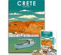 Puzzle 1000 pièces avec Affiche de Voyage en Crète, Grèce, pour Adultes et Adolescents, pour Un séjour Relaxant Chaque pièce est Unique - Jeu Familial Stimulant et Amusant 75x50cm