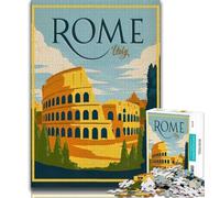 Puzzle 1000 pièces avec Affiche de Voyage Rome, Italie, pour Adultes et Adolescents, Jouet éducatif et décompressant, Cadeau d'anniversaire, décoration Murale, 38x26cm
