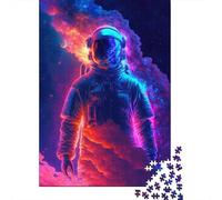 Puzzle 1000 pièces avec astronaute au néon pour adultes et adolescents, puzzle en papier, jeu éducatif, défi, jouet, cadeaux d'anniversaire, 1000 pièces (38 x 26 cm)