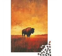 Puzzle 1000 Pièces avec Bison in Golden Field, 70x50cm/1000pcs