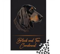 Puzzle 1000 Pièces avec Black and Tan Coonhound, 38x26cm/1000pcs