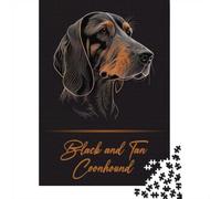 Puzzle 1000 Pièces avec Black and Tan Coonhound, 38x26cm/1000pcs