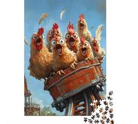 Puzzle 1000 Pièces avec Chickens on Rollercoaster, 52x38cm/1000pcs | Pour les loisirs pendant les fêtes : ce puzzle adulte 1000 pièces associe idée cadeau et passion du puzzle.