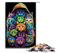 Puzzle 1000 pièces avec de Nombreux Chats Vivants Cadeau pour Adultes liste de souhaits de Noël avec Le Père Noël pour Adolescents de 14 Ans et Plus 75 x 50 cm