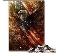 Puzzle 1000 pièces avec Drapeau américain et Aigle pour Adultes et Adolescents, activités familiales Amusantes à la Maison, Cadeau d'anniversaire, Cadeau de Voyage (26x38cm)