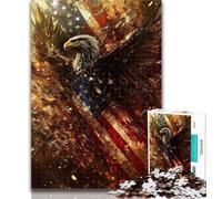 Puzzle 1000 pièces avec Drapeau américain et Aigle pour Adultes et Adolescents, Jeu Stimulant et interactif en Famille, 50x75cm
