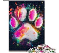 Puzzle 1000 pièces avec Empreintes de Pattes de Chien colorées pour Adultes et Adolescents, Jeux de détente pour renforcer l'amour Entre Couples à partir de 14 Ans 50x75cm