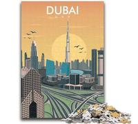 Puzzle 1000 pièces avec Illustration de la Ligne d'horizon de Dubaï, idéal pour Les Adolescents, Jeu Familial Anti-Stress, défi Difficile, Superbes Cadeaux et Jouets, 1000 pièces (26x38cm)