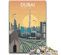 Puzzle 1000 pièces avec Illustration de la Ligne d'horizon de Dubaï pour Adolescents, adapté aux 14 Ans et Plus Amusement en Famille pour Toute la Famille 1000 pièces (50x75cm)