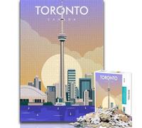 Puzzle 1000 pièces avec Illustration de la Ligne d'horizon de Toronto pour Adolescents, idéal comme Cadeau pour Toute la Famille 38x26cm