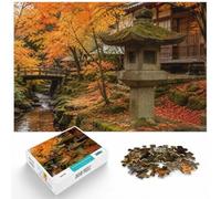 Puzzle 1000 Pièces avec Japanese Garden Stone Lantern Autumn Leaves, 1000pcs (52x38cm)