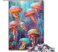 Puzzle 1000 pièces avec Peinture à l'huile de méduses pour Adultes et Adolescents, pour Passer Un Bon Moment à la Maison et renforcer l'amour Entre Couples 26x38cm
