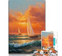 Puzzle 1000 pièces avec Peinture à l'huile de voilier pour Adolescents, Cadeaux pour Aider Le Cerveau à exercer des Jouets addictifs pour cultiver la Patience, adapté aux Couples (38x26cm)